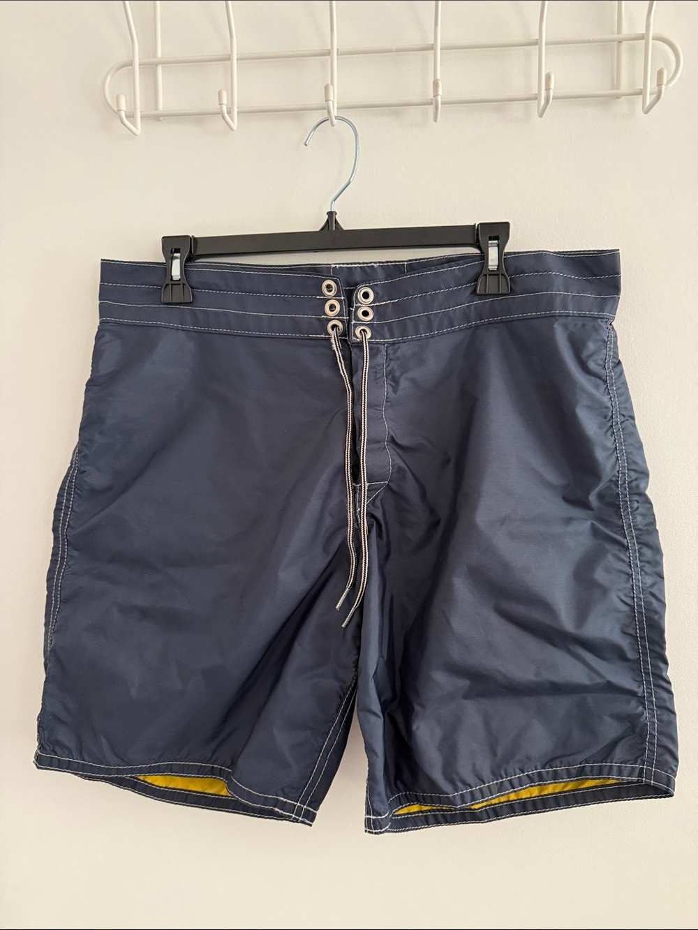 Birdwell Beach Britches Board Shorts Swim Trunks Navy Blue Size 34 Made in USA